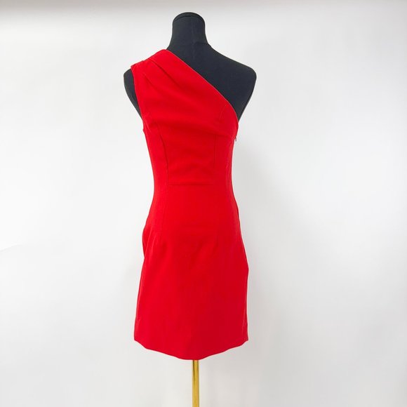 BRAND NEW WITH TAGS RED ONE SHOULDER SINCHED COCKTAIL DRESS - Picture 11 of 12